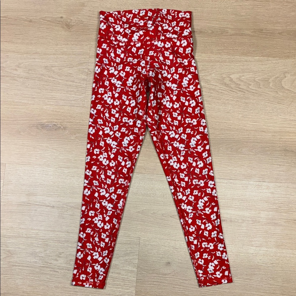 Spiritual Gangster Red & White Floral Intent Eco Jersey High Waist Leggings 12